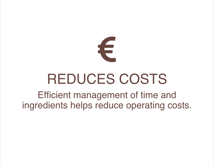 Reduces kitchen operating costs through efficient ingredient management preventing wasting ingredients and money